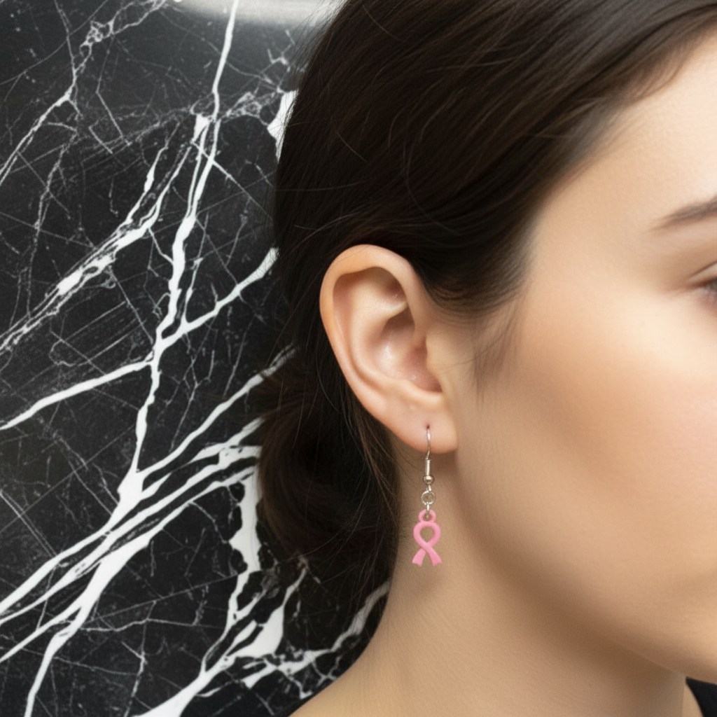 Pink Ribbon Earrings