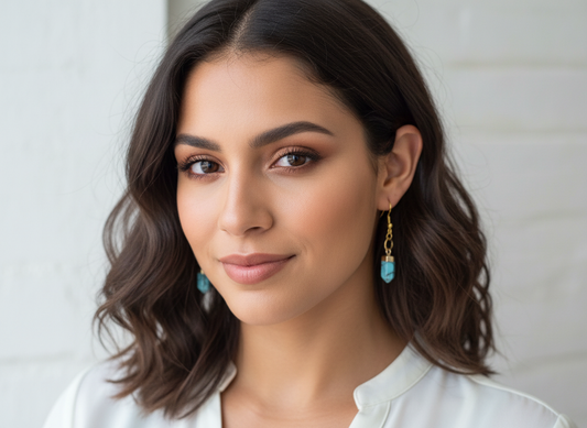 Light Blue Pendant Earrings